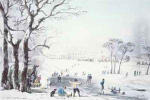 View of Buckingham House and St James Park in the Winter by John Burnet