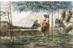 La Raccolta Dei Limoni In Costiera Amalfitana - Acquerello Su Cartone by Gaetano Capone