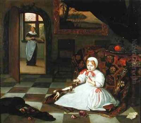 A Child with her Pet Spaniel - view 1