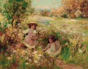 Picking summer flowers by Thomas Bromley Blacklock