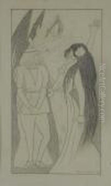 Dama E Cavaliere Disegno A Soggetto Medievale - view 1