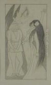 Dama E Cavaliere Disegno A Soggetto Medievale by Leonetto Cappiello