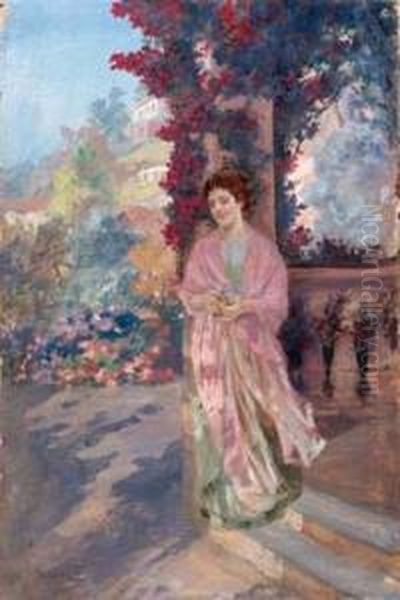Ragazza Con Scialle Rosa - view 1