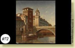 Pont Sisto Et L'eglise St Giovanni A Rome by Victor Carabain