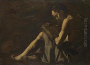 A Hermit Saint In The Wilderness, Probably Saint Jerome by Giovanni Battista Caracciolo