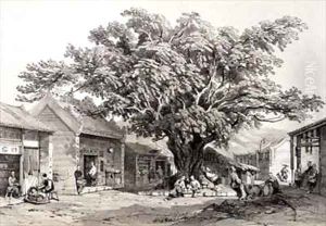 Village Square in the Bay of Hong Kong by Auguste Borget