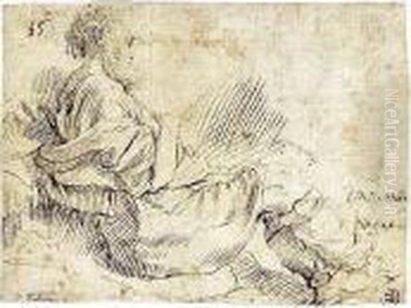 A Bearded Man Seated On The Ground - view 1