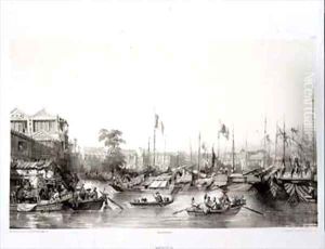 European Factories at Canton by Auguste Borget