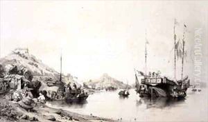 The Coast of Macao at High Tide by Auguste Borget