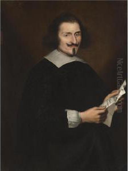 Portrait Of A Gentleman, Half 
Length, Said To Be Traiano Buoninsegni, Wearing Black And Holding A 
Letter - view 1