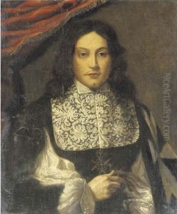 Portrait Of A Knight Of Malta, Half-length, Holding A Glove by Giovanni Bernardo Carbone