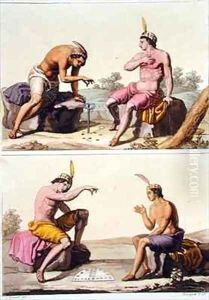 Indians playing Queciu (top) and Porotos (bottom)
