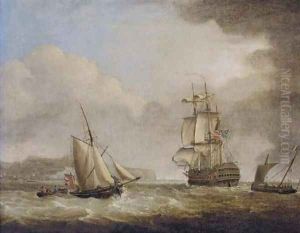 A British Royal Naval two-decker in the Channel off Dover
