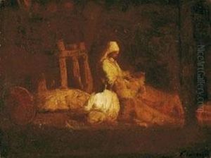 Donne In Cortile by Filippo Carcano