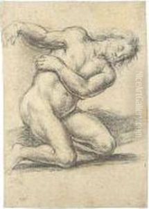 Study Of A Kneeling Male Nude Study Of A Kneeling Male Nude