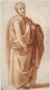 Study Of A Standing Male Figure In Heavy Drapery