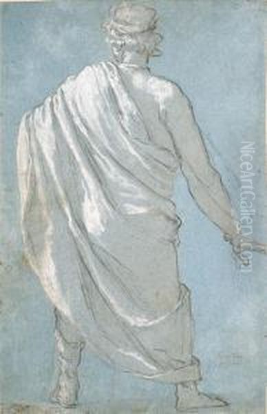A Man Seen From Behind Wearing A Cloak - view 1