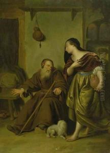 An officer and a courtisan in an interior