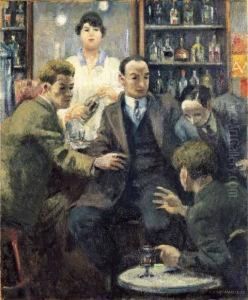 Diskussion In Der Bar by Emil Cardinaux