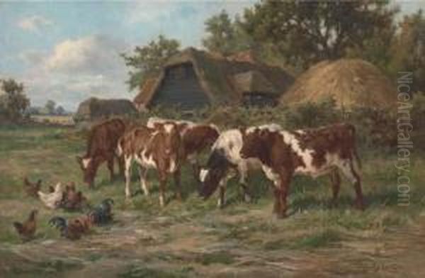 Calves And Poultry By A Farm - view 1