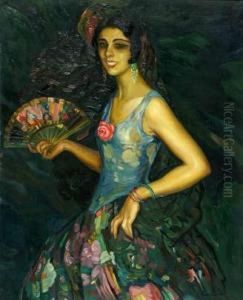 Dama Con Abanico. by Joan Cardona