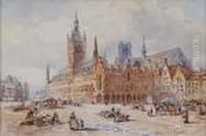 Grand Place, Cloth Hall And Cathedral, Ypres by Raffaele Carelli