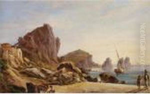 Fishermen Resting In The Bay Of Naples by Raffaele Carelli