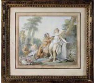 Paire De Gouaches, Signees L'une Au Milieu A Droite, L'autre En Bas A Gauche.