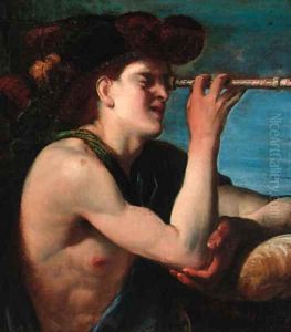 Portrait of a mariner, half-length, holding a telescope