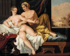 An amorous couple in an interior by Louis Leopold Boilly