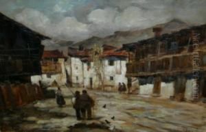 Strada Di Paese Con Contadini by Vittore Antonio Cargnel