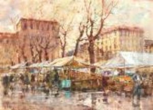 Mercato Dopo La Pioggia by Vittore Antonio Cargnel