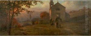 Grande Paesaggio Con Chiesetta by Vittore Antonio Cargnel