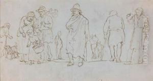 Differents Personnages Dont Une Fillette Et Un Homme Avec Son Chien