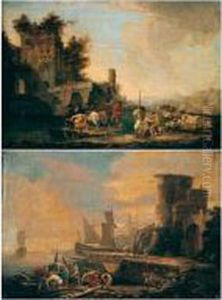 A Mediterranean Port Scene by Luca Carlevarijs