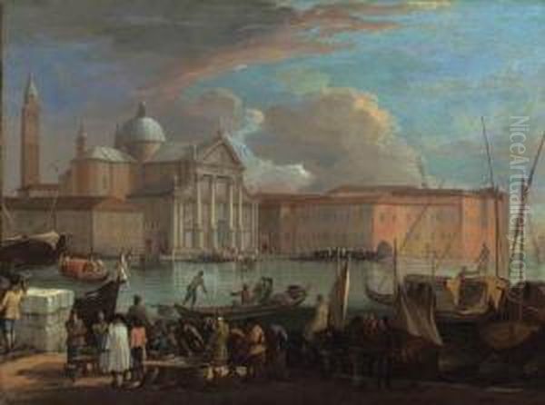 San Giorgio Maggiore, Venice, With A Fish Market - view 1