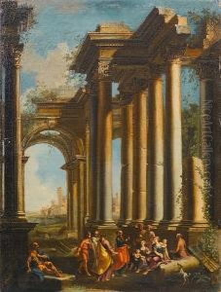 A Capriccio Of Ruins With A 
Philosopher Preaching To A Crowd Beneath A Ruined Temple; And A 
Philosopher Preaching At The Foot Of A Triumphal Arch - view 1