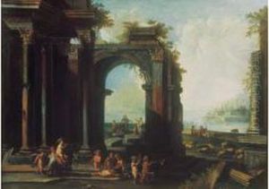 Le Cortege Triomphale De Bacchus Enfant Devant Des Ruines Antiques
