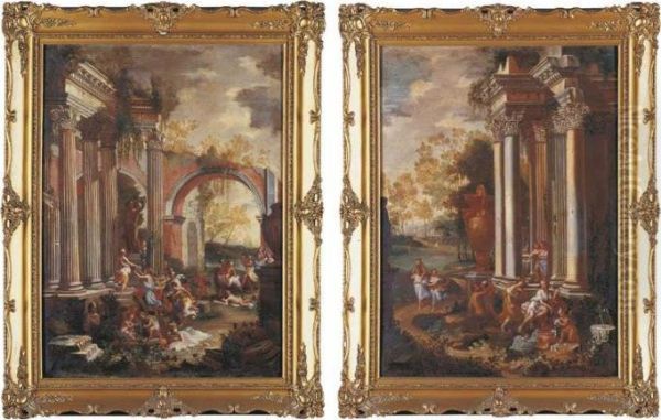 Bacchanals Amongst Classical Ruins - view 1