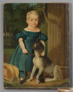 Portrait Of A Young Girl With Dog by John Carlin