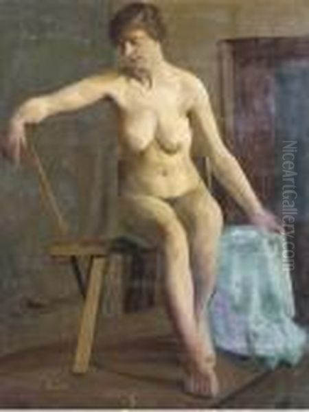 Seated Female Nude In A Studio;
Standing Male Nude; Seated Male Nude; Fantasy; Tree Study; And Figures
In A Landscape - view 1