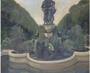 The Fountain In Luxembourg Gardens by Hilda Carline