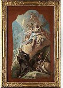Der Heilige Franziskus In Vision Eines Engels, Der Ihm Eine Ampulle Vorzeigt by Carlo Innocenzo Carloni