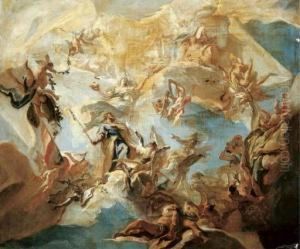 A Bozzetto For A Ceiling: Merit Crowned By Nobility by Carlo Innocenzo Carloni