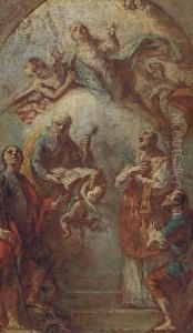 The Assumption Of The Virgin With Attendant Saints by Carlo Innocenzo Carloni