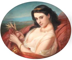 A young reclining beauty swathed in a robe by Constant Joseph Brochart