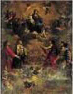 La Vierge En Gloire Avec Saint
Georges, Saint Jean-baptiste, Saint Bernard Et Saint Laurent by Giovanni Battista Carlone