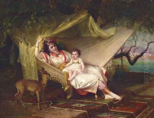 Clementine Stora and her Daughter Lucie in an Interior, Constantinople