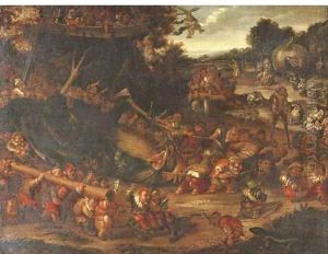 Dwarves in a landscape by Faustino Bocchi