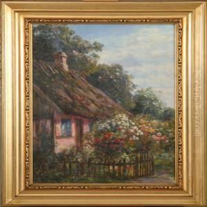 Cottage In A Floweringgarden by Carl Christian E. Carlsen